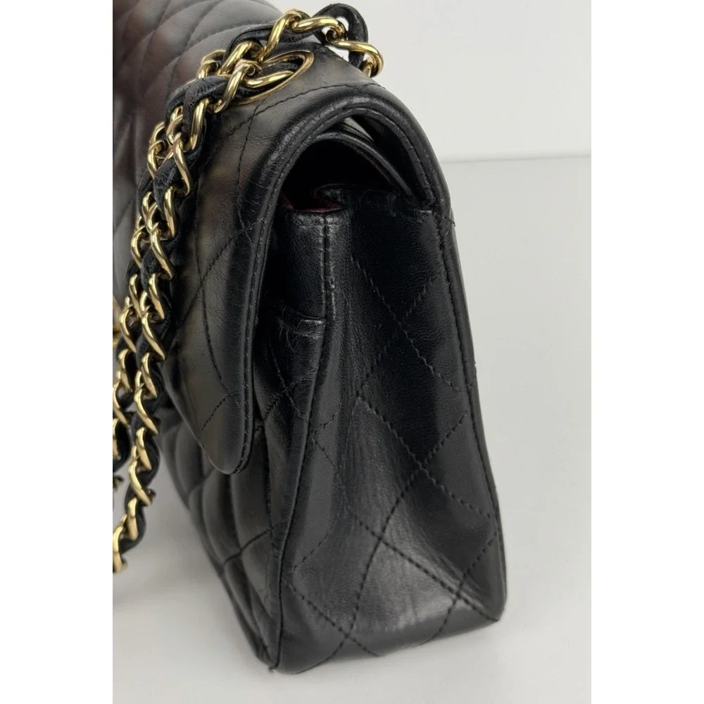 CHANEL Shoulder Bag Double Flap Small Black Quilted Leather 2009-2010 U2 - Picture 3 of 15
